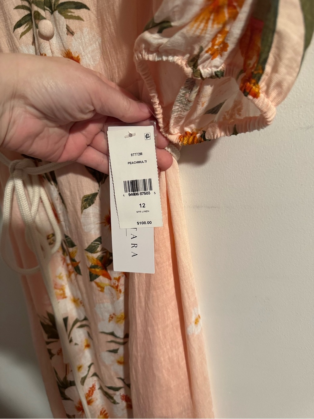 Maison Tara Blush Pink Floral Maxi Dress with Tie Waist - Picture 6 of 7